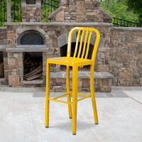Flash Furniture CH-61200-30-YL-GG 30" Metal Stool with Back in Yellow